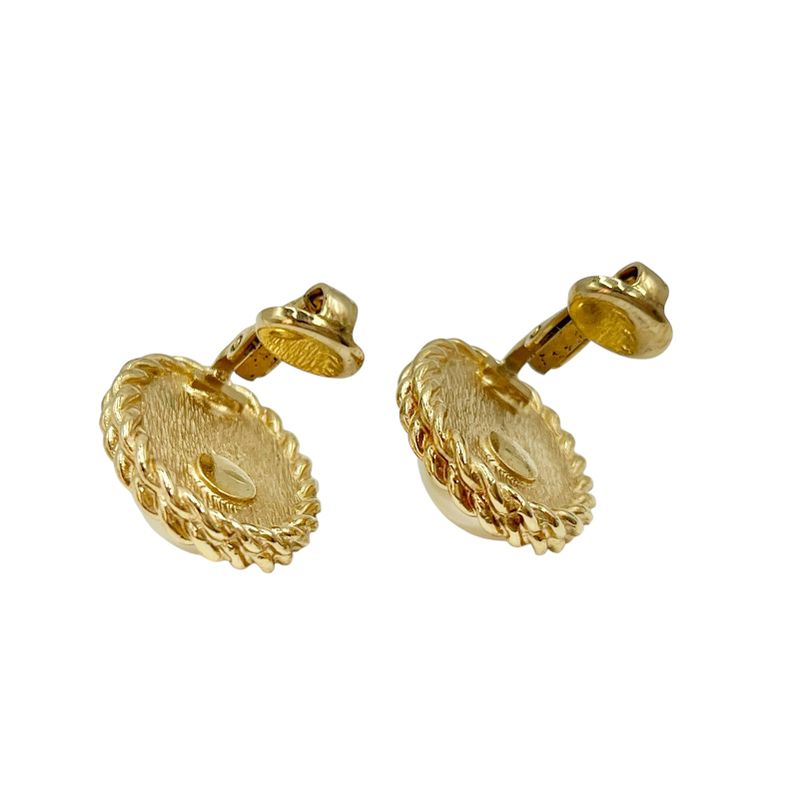 Christian DIOR Earrings Faux Pearl Gold Plated Gold