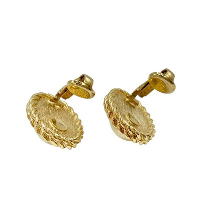Christian DIOR Earrings Faux Pearl Gold Plated Gold