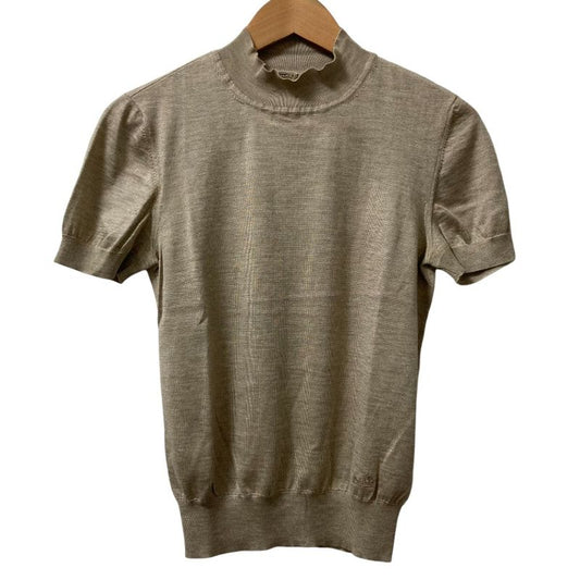 Hermes Cashmere Silk Short Sleeve Knit Cut and Sewn Size 40 Beige Women's Used