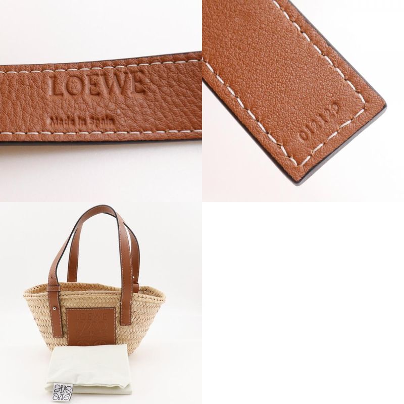 Loewe Basket Bag Small Bag Raffia X Leather Brown Women's Tote Bag