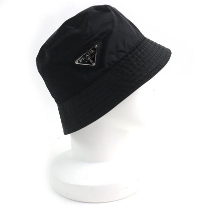 Prada 1hc137 Triangle Logo Triangle Logo Plate Re-nylon Bucket Hat Black M Made
