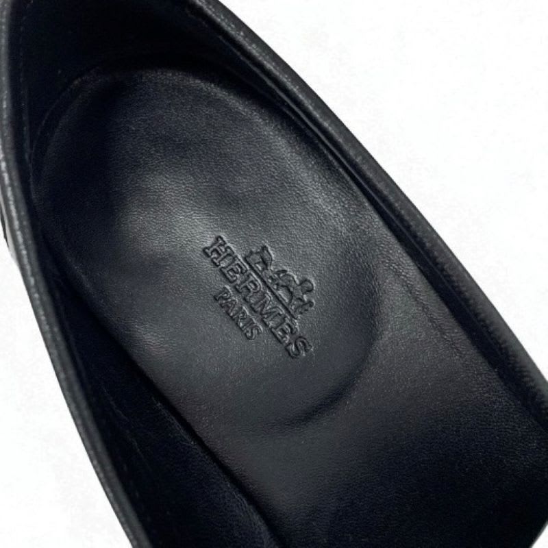 Hermes Royale Loafers Leather Shoes Black White Hhardware Fringe