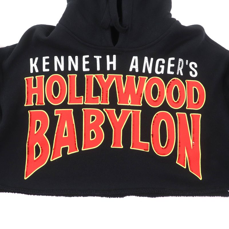 Gucci 22AW 688197 100% Cotton Hollywood Babylon Cropped Hoodie With Rhinestones