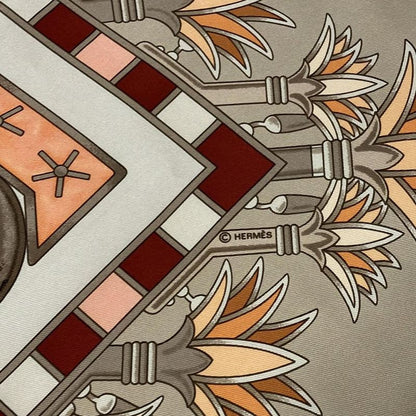 Hermes Scarf Carré 90 Beige×orange×multi Tressors DU NIL