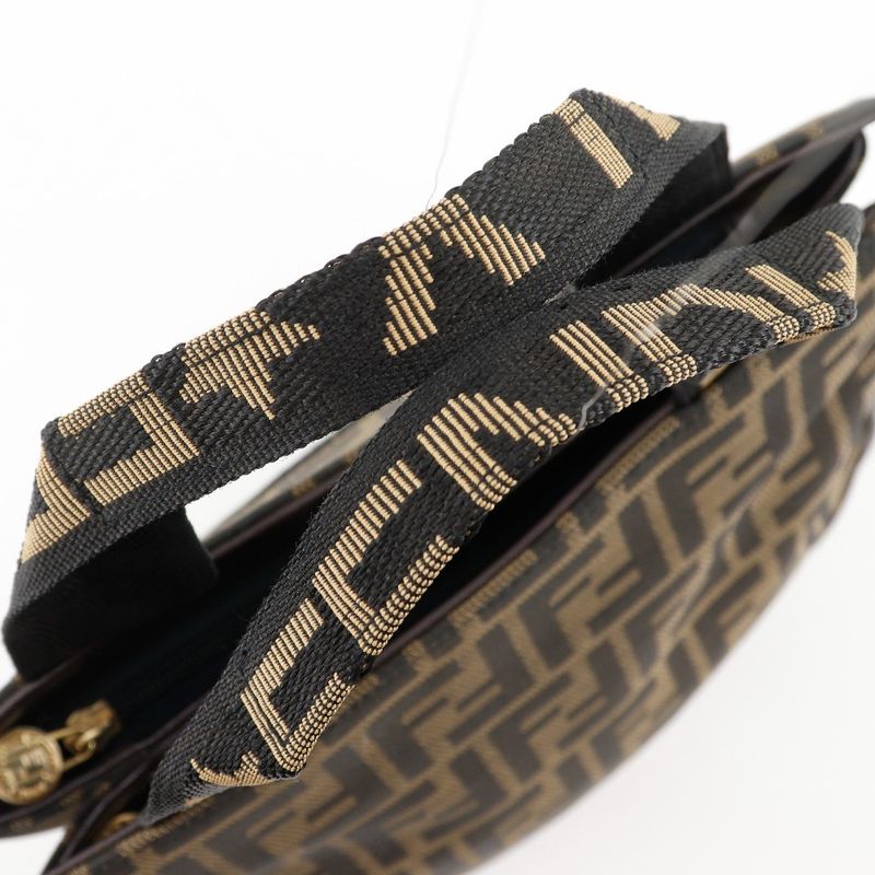 Fendi Mini Tote Zucca Pattern Nylon Canvas Brown Ladies Handbag