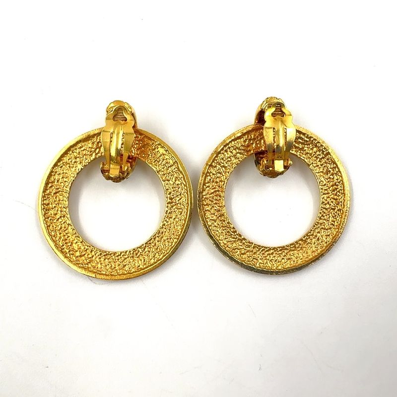 Chanel Logo Circle GP Gold Earrings Gold