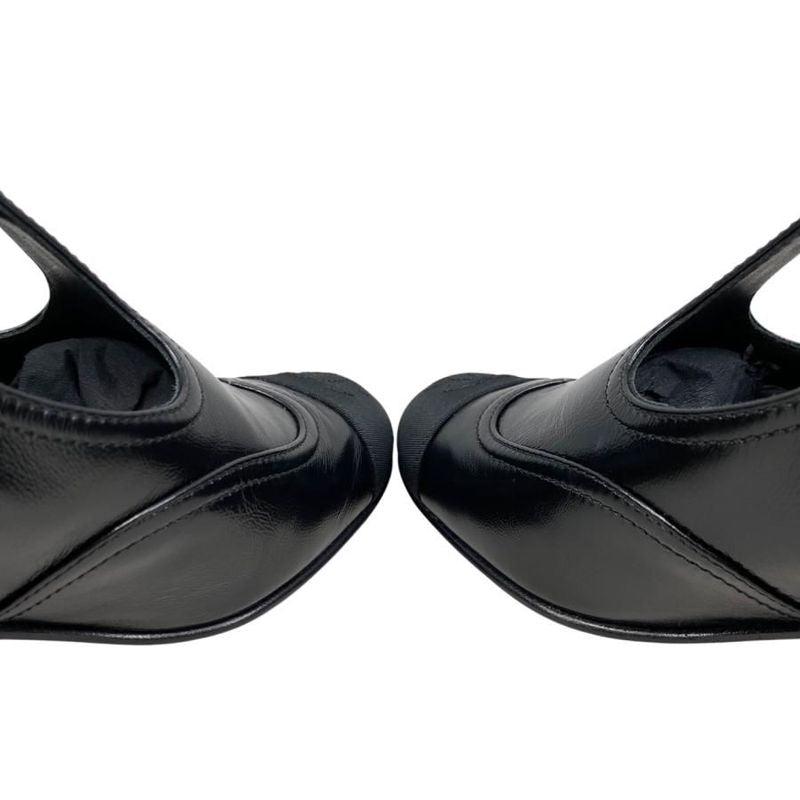 Chanel Heel Pumps Mary Jane G46443 37 1 2 Size Leather Coco Mark Black Gold