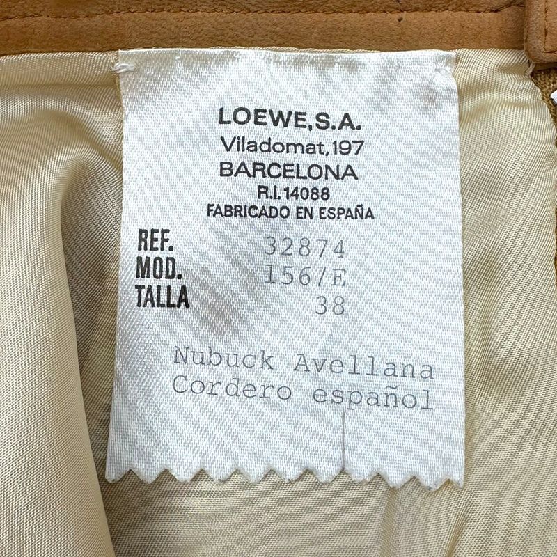 Loewe 90's Nubuck Leather Knee-Length Skirt 38(m) Brown