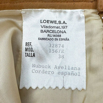 Loewe 90's Nubuck Leather Knee-Length Skirt 38(m) Brown