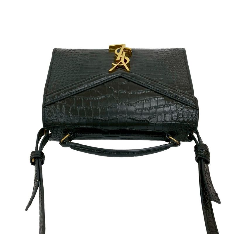 Saint Laurent Paris Cassandra YSL Logo Leather 2-Way Shoulder Bag Handbag Black