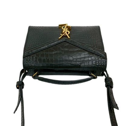 Saint Laurent Paris Cassandra YSL Logo Leather 2-Way Shoulder Bag Handbag Black