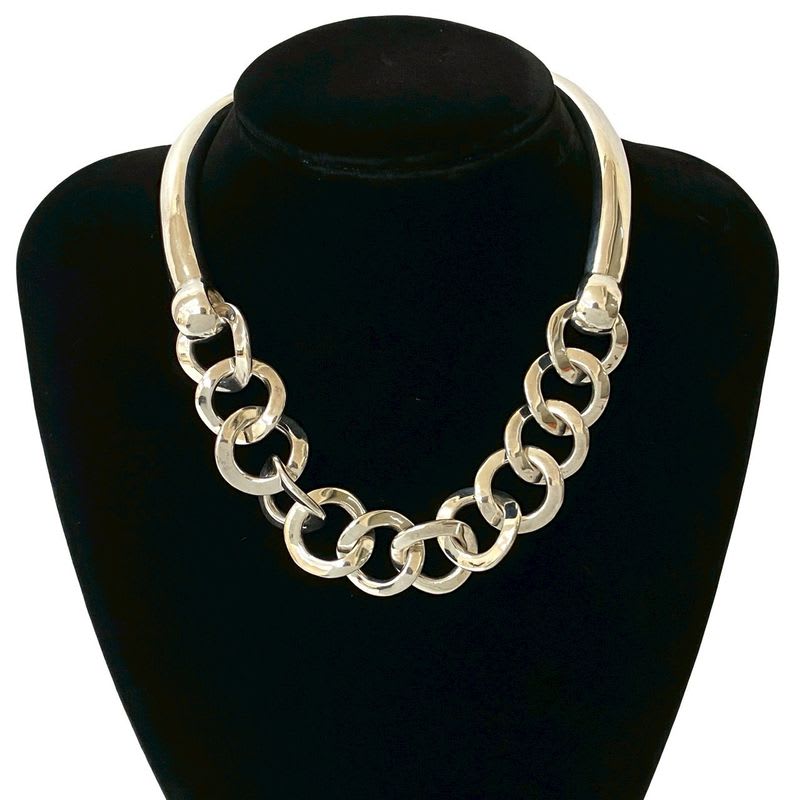 Hermes Vintage Silver 925 Necklace Choker Pendant Accessory 29350
