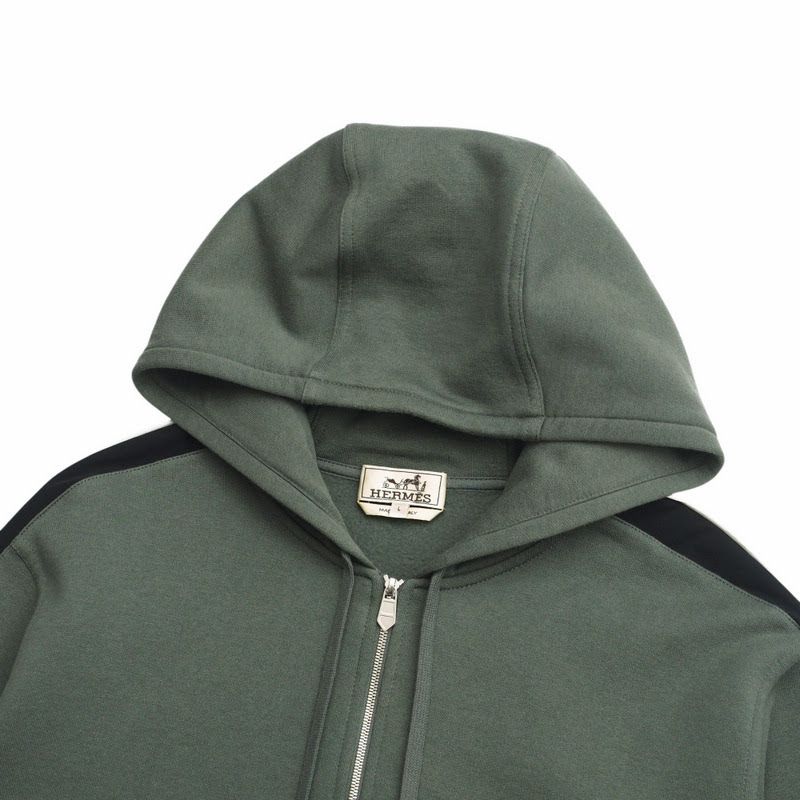 2022awHermes Run H Run H Hoodie Size L Hood Zip Up Hoodie Lined Made In Italy