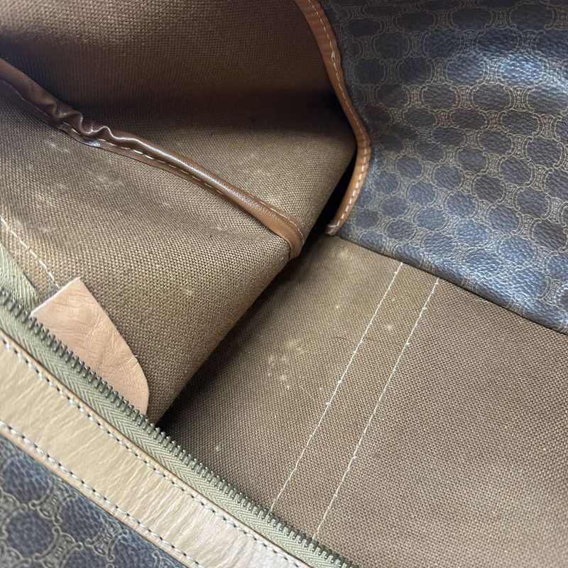 Celine M14 Boston Bag Macadam PVC Leather Brown Ladies Men