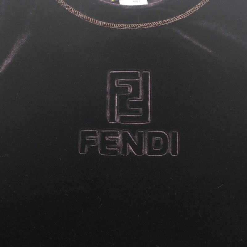 Fendi Vintage Cut And Sewn Size M FF Zucca Logo Velvet Long Sleeves Velour