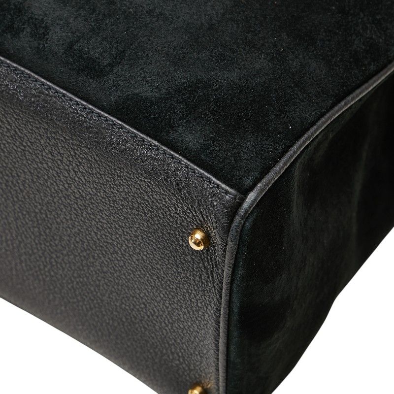 Gucci Bamboo Tote Shoulder Bag 2WAY 002285503220 Black Suede Leather Ladies