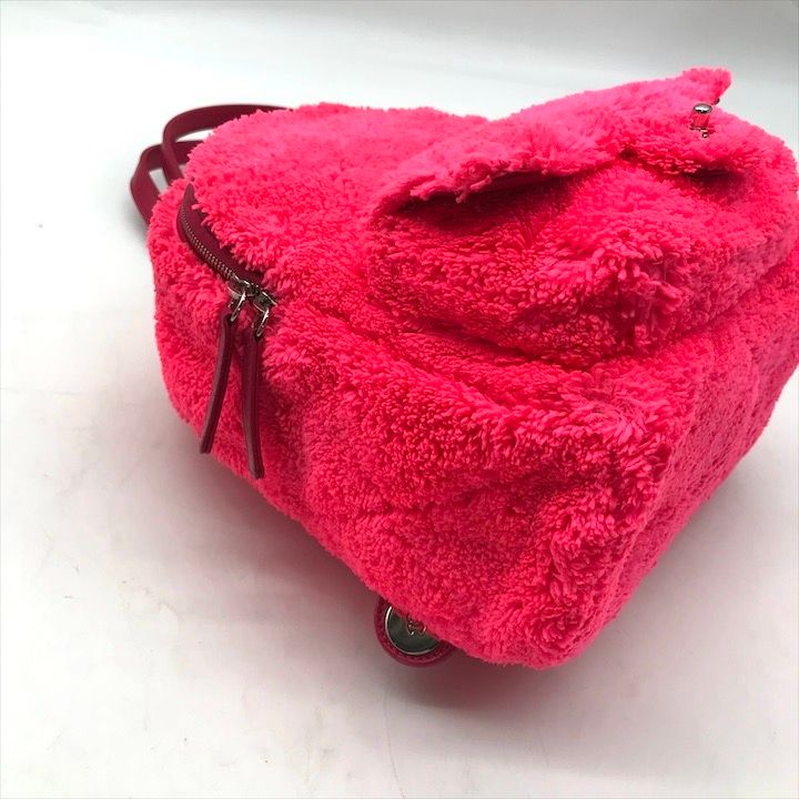 Chanel CC Logo Turnlock Quilted Pile Mini Chain Pack Backpack Pink