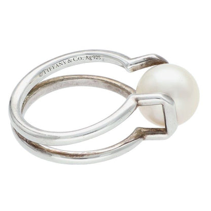 Tiffany & Co Hardwear Hardware Freshwater Pearl Silver Ring Men's #12