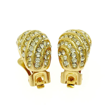 Christian Dior GP Rhinestone Earrings Gold 418702 Earrings