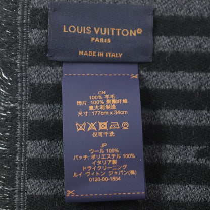  Louis Vuitton M77944 Echarpe LV Harmony Scarf 100% Wool With Logo Patch Gray
