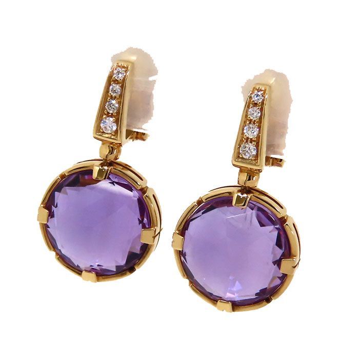 Bvlgari Bulgari Parentesi Amethyst Cocktail Earring Or855246 18K Pink Gold 750