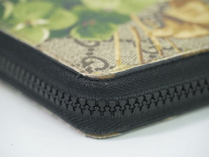 Authentic Gucci GG Blooms Round Zipper Long Wallet Brown Green 408665 Wallet