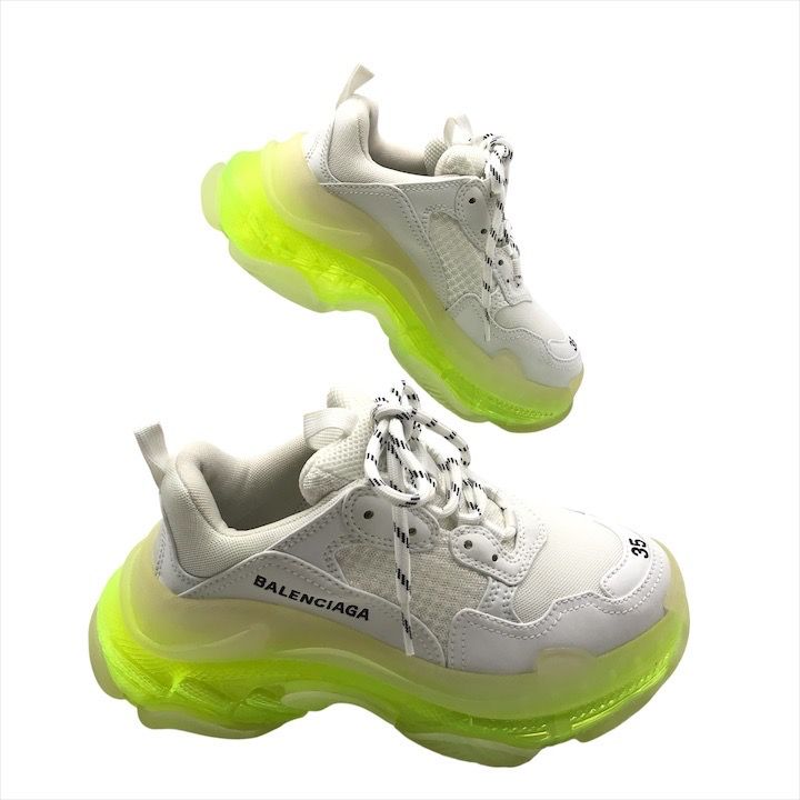 Balenciaga Triple S Clear Sole Sneakers White Green Shoes