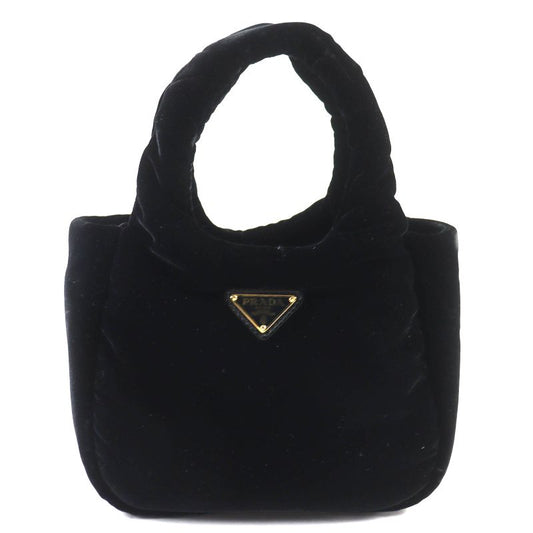 Prada 1ba410 Padded Velvet Mini Handbag Triangle Logo 2WAY Shoulder Bag Black