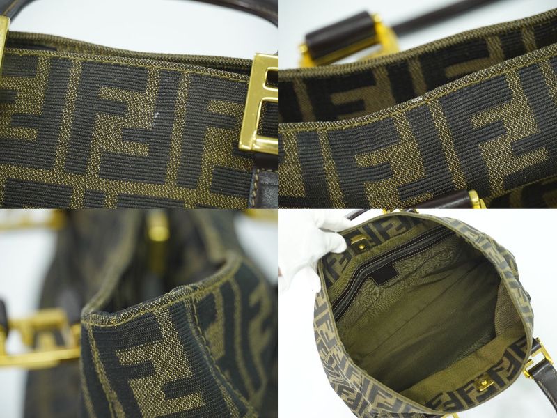 Authentic Fendi Zucca Tote Handbag Canvas Brown 26329 Zucca Bag Pre-owned