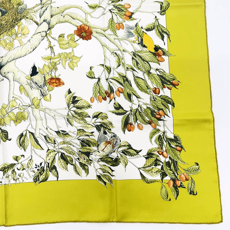 Hermes Carre 90 U Coeur DES BOIS In The Woods Green 100% Silk Scarf