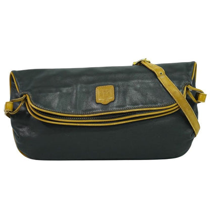 Authentic Celine Leather Shoulder Bag Pochette Black Bag Pre-owned [follow-up