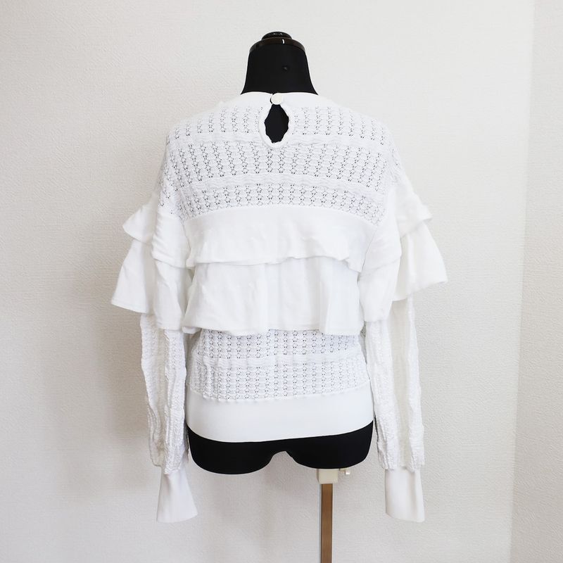 Chanel Blouse Cut And Sew - Long Sleeve Frill Lace P58603k07666 White