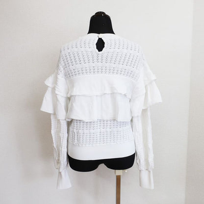 Chanel Blouse Cut And Sew - Long Sleeve Frill Lace P58603k07666 White