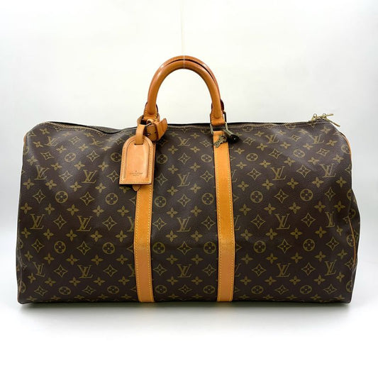 Louis Vuitton Keepall 55 Monogram Leather × PVC Brown Boston Bag Gold M41424