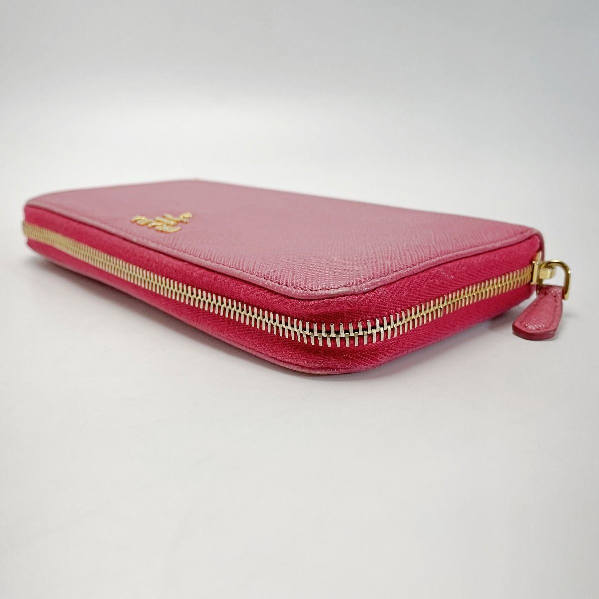 Prada Portafoglio Lampo Gold Zipper 1ml506 Pink Wallet Ladies