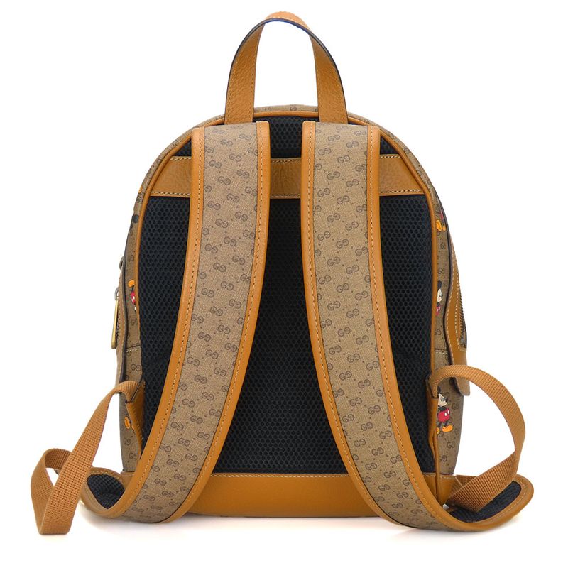 Gucci Backpack Daypack Small Backpack 552884 GG Supreme Canvas Brown Camel Gold