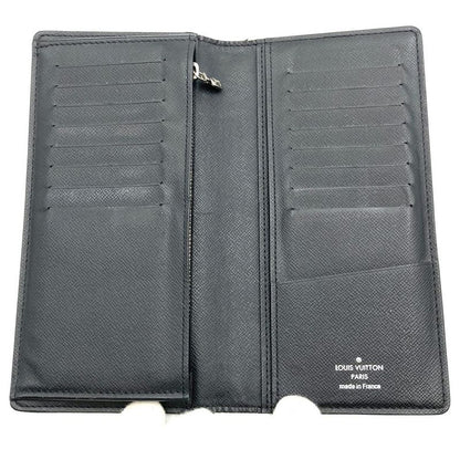Louis Vuitton M32572 Portefeuille Braza Wallet Black Taiga Women Men Fashion