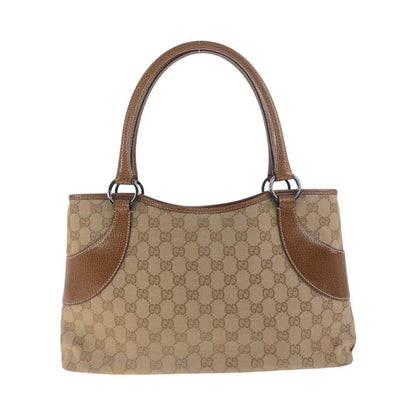 Gucci Beige Brown Silver Hardware GG Canvas 113015 Tote Bag Shoulder Bag Women