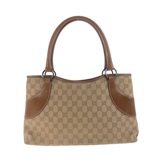 Gucci Beige Brown Silver Hardware GG Canvas 113015 Tote Bag Shoulder Bag Women