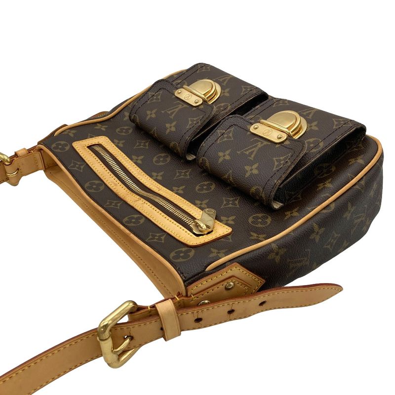 Louis Vuitton Hudson GM Shoulder Bag Monogram Canvas M40045 Brown Vi1005 Women