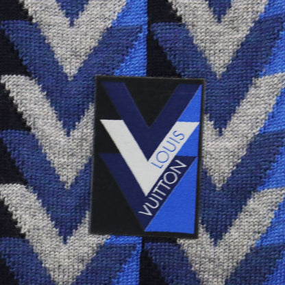 Louis Vuitton M70301 Echarpe V Obsession Stole Scarf With Logo Tag Gray Blue