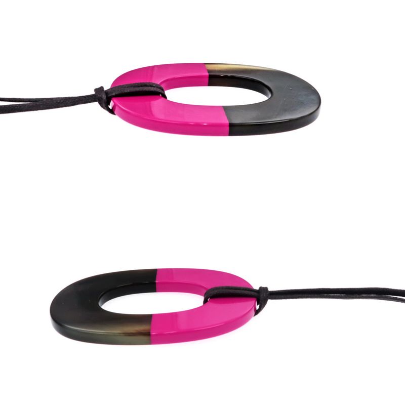 Hermes Necklace Ismu GM Lacquer-buffalo-horn Pink Brown Pendant