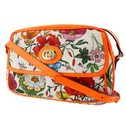 Gucci GG Flora Floral 550147 Canvas And Leather Orange Ladies Shoulder Bag