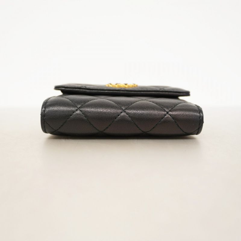 Chanel Trifold Wallet Chanel 19 Lambskin Black Gold Hardware Women