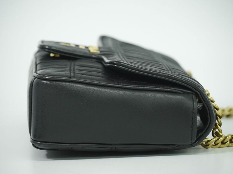 Authentic Prada Nappa Gaufre Chain Shoulder Bag Pochette Leather Black Nappa