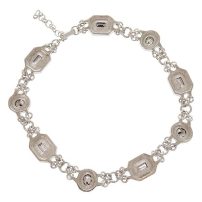 Christian Dior Vintage Metal Stone Silver Necklace Earrings 0757 Christian Dior