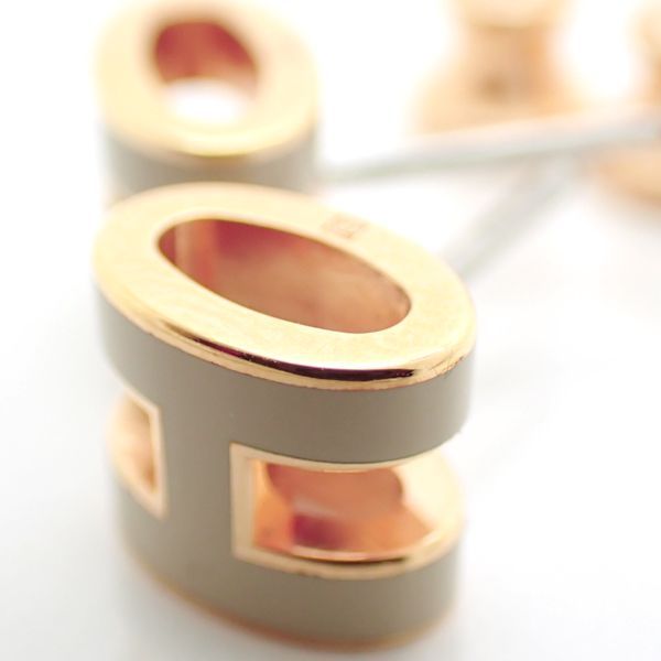 Hermes Pop Ash Mini Earrings PG Pink Gold X Marron Glace With Box Rose Gold Pop