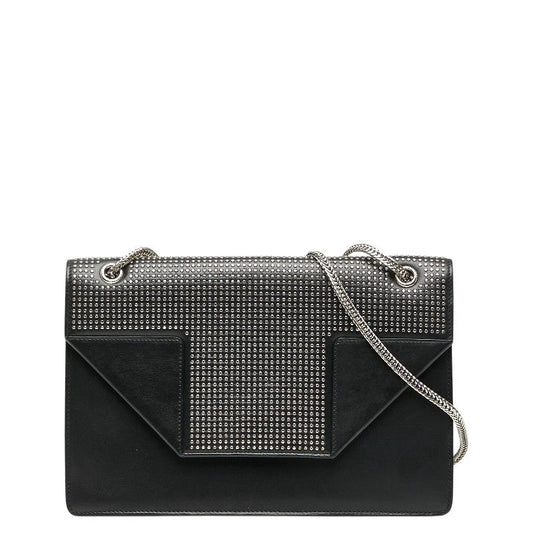 Saint Laurent Betty Studded Chain Shoulder Bag 315680 Black Silver Leather