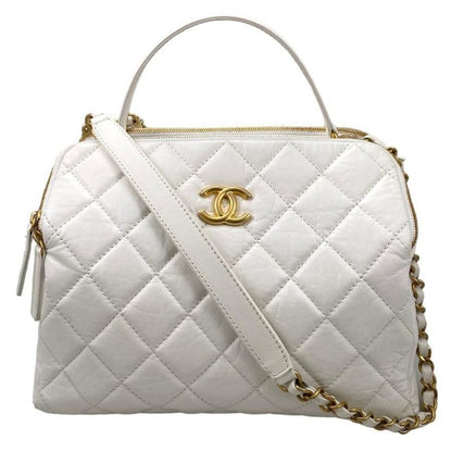 Chanel As3740 Beau Ring Bag Calf Handbag Shoulder Bag Random Plate White Gold