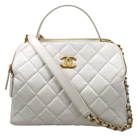 Chanel As3740 Beau Ring Bag Calf Handbag Shoulder Bag Random Plate White Gold